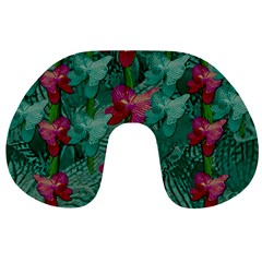 Rare Excotic Forest Of Wild Orchids Vines Blooming In The Calm Travel Neck Pillow by pepitasart