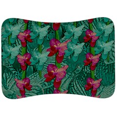 Rare Excotic Forest Of Wild Orchids Vines Blooming In The Calm Velour Seat Head Rest Cushion by pepitasart