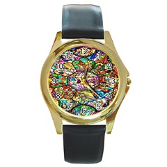 Character Disney Stained Round Gold Metal Watch by artworkshop