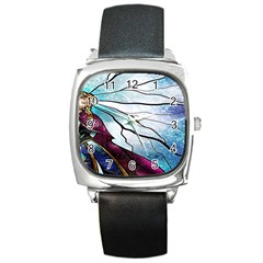 Anna Disney Frozen Stained Glass Square Metal Watch by artworkshop