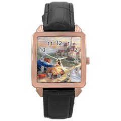 Beauty And The Beast Castle Rose Gold Leather Watch  by artworkshop
