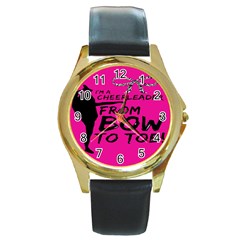 Bow To Toe Cheer Round Gold Metal Watch by artworkshop