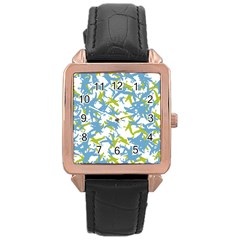 Birds Silhouette Motif Random Pattern Rose Gold Leather Watch  by dflcprintsclothing