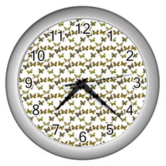 Moths Photos Motif Pattern Wall Clock (silver) by dflcprintsclothing