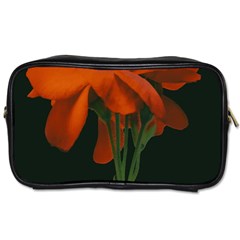 Red Geranium Over Black Background Toiletries Bag (two Sides) by dflcprintsclothing