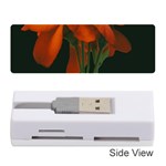 Red Geranium Over Black Background Memory Card Reader (Stick) Front