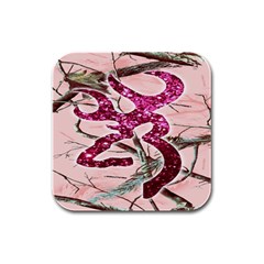 Browning Deer Glitter Rubber Square Coaster (4 Pack) by artworkshop