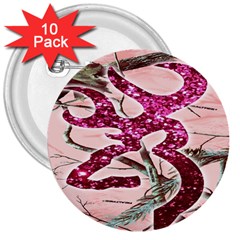 Browning Deer Glitter 3  Buttons (10 Pack)  by artworkshop