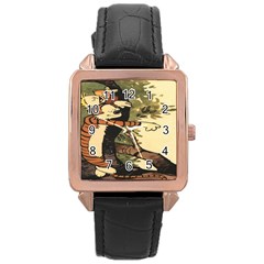 Calvin And Hobbes Rose Gold Leather Watch  by artworkshop