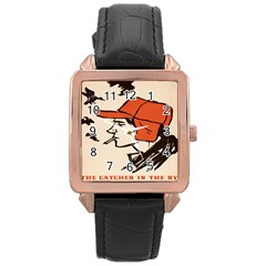 Catcher In The Rye Rose Gold Leather Watch  by artworkshop