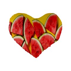 Watermelon Standard 16  Premium Flano Heart Shape Cushions by artworkshop