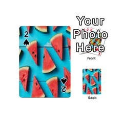 Watermelon Blue Background Playing Cards 54 Designs (mini) by artworkshop