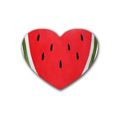 Watermelon Pillow Fluffy Rubber Coaster (heart) by artworkshop