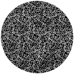 Dark Black And White Floral Pattern Wooden Puzzle Round by dflcprintsclothing