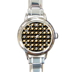 Flowers Pattern Round Italian Charm Watch by Sparkle