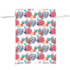 Flowers Diamonds Pattern  Lightweight Drawstring Pouch (xl) by Sparkle