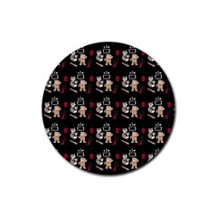 Cat Pattern Rubber Round Coaster (4 Pack) by Sparkle