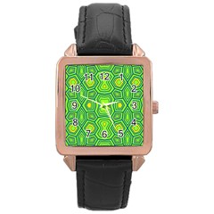 Abstract Pattern Geometric Backgrounds  Rose Gold Leather Watch  by Eskimos