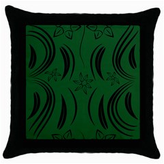 Folk Flowers Print Floral Pattern Ethnic Art Throw Pillow Case (black) by Eskimos