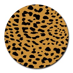 Animal Print - Leopard Jaguar Dots Round Mousepads by ConteMonfrey