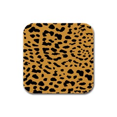 Animal Print - Leopard Jaguar Dots Rubber Square Coaster (4 Pack) by ConteMonfrey