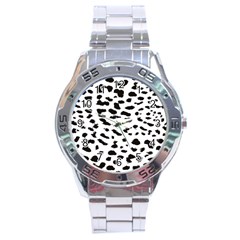 Black And White Leopard Dots Jaguar Stainless Steel Analogue Watch by ConteMonfrey