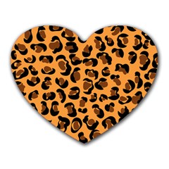 Orange Leopard Jaguar Dots Heart Mousepads by ConteMonfrey
