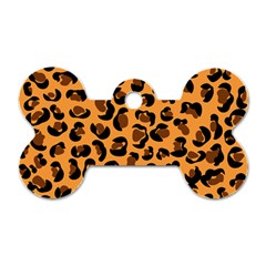 Orange Leopard Jaguar Dots Dog Tag Bone (two Sides) by ConteMonfrey