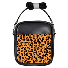 Orange Leopard Jaguar Dots Girls Sling Bag by ConteMonfrey