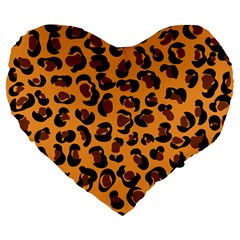 Orange Leopard Jaguar Dots Large 19  Premium Heart Shape Cushions by ConteMonfrey