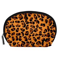 Orange Leopard Jaguar Dots Accessory Pouch (large) by ConteMonfrey