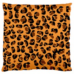 Orange Leopard Jaguar Dots Large Flano Cushion Case (two Sides) by ConteMonfrey