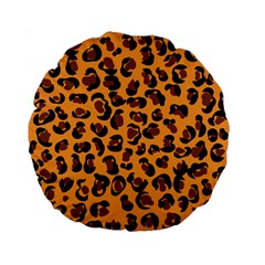 Orange Leopard Jaguar Dots Standard 15  Premium Flano Round Cushions by ConteMonfrey