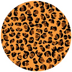 Orange Leopard Jaguar Dots Wooden Puzzle Round by ConteMonfrey