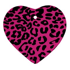 Leopard Print Jaguar Dots Pink Neon Ornament (heart) by ConteMonfrey