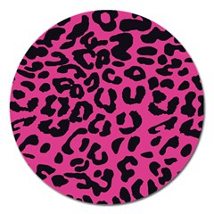 Leopard Print Jaguar Dots Pink Neon Magnet 5  (round) by ConteMonfrey