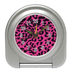 Leopard Print Jaguar Dots Pink Neon Travel Alarm Clock by ConteMonfrey