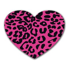 Leopard Print Jaguar Dots Pink Neon Heart Mousepads by ConteMonfrey