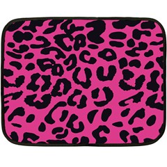 Leopard Print Jaguar Dots Pink Neon Double Sided Fleece Blanket (mini)  by ConteMonfrey