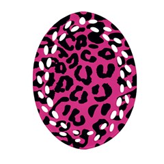 Leopard Print Jaguar Dots Pink Neon Oval Filigree Ornament (two Sides) by ConteMonfrey