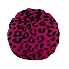 Leopard Print Jaguar Dots Pink Neon Standard 15  Premium Round Cushions by ConteMonfrey