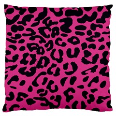 Leopard Print Jaguar Dots Pink Neon Large Flano Cushion Case (two Sides) by ConteMonfrey