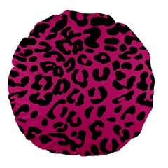 Leopard Print Jaguar Dots Pink Neon Large 18  Premium Flano Round Cushions