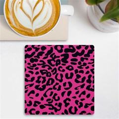 Leopard Print Jaguar Dots Pink Neon Uv Print Square Tile Coaster  by ConteMonfrey