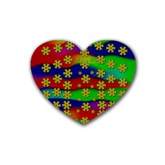 Blooming Stars On The Rainbow So Rare Rubber Heart Coaster (4 Pack) by pepitasart