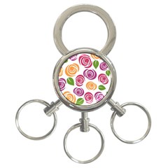 Colorful Seamless Floral, Flowers Pattern Wallpaper Background 3-ring Key Chain by Amaryn4rt