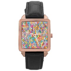 Floral Flowers Rose Gold Leather Watch  by artworkshop