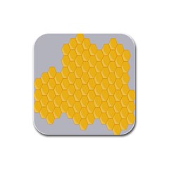 Hexagons Yellow Honeycomb Hive Bee Hive Pattern Rubber Square Coaster (4 Pack) by artworkshop