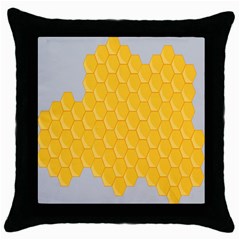 Hexagons Yellow Honeycomb Hive Bee Hive Pattern Throw Pillow Case (black) by artworkshop