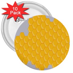 Hexagons Yellow Honeycomb Hive Bee Hive Pattern 3  Buttons (10 Pack)  by artworkshop